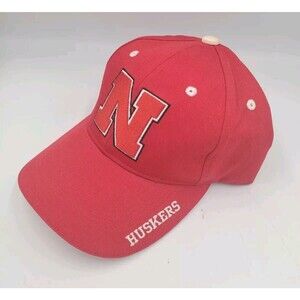 Nebraska‎ Huskers Logo Adjustable Hat Cap Red White College Football NWOT